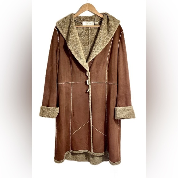 Dana Buchman Faux Suede Shearling Coat Size 16 - Picture 1 of 14